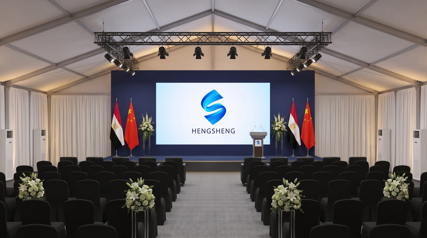 Main hall — banquet & VIP seating to the stage